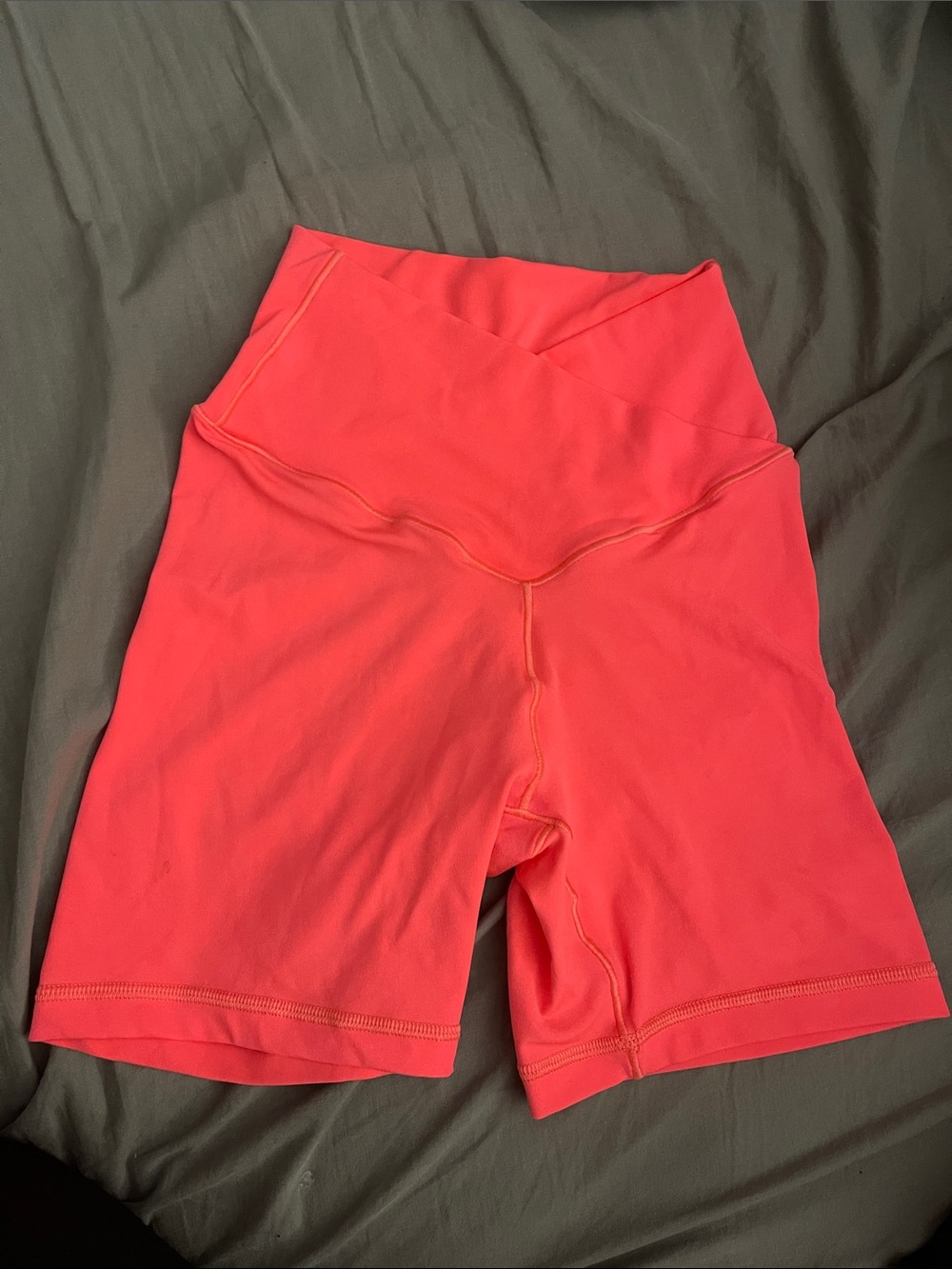 aerie Coral-Red High-Rise Bike Shorts